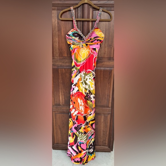 Faviana Dresses & Skirts - Final Price-Quick Sale - FAVIANA COUTURE COLORFUL LONG GOWN - SIZE 6 - PREOWNED